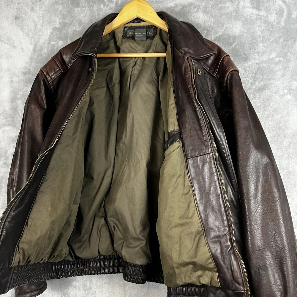 Banana Republic Vintage Leather Flight Jacket Brown Bomber Mens 46 Aviator